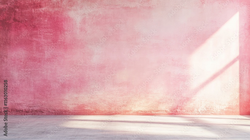 Poster soft pink and bright white textured wall backdrop for podium product display in studio setting ideal