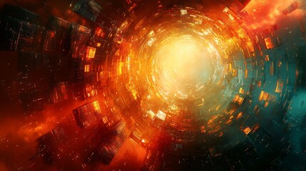 Fototapeta premium Futuristic Cityscape Swirling Into Bright Light