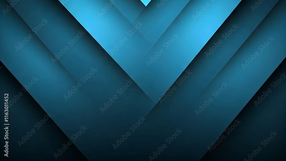 Poster abstract geometric blue background with overlapping triangles and a light glow.