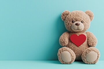 Obraz premium Valentine's Day Cute Teddy Bear Holding Red Heart Valentine s Day Love Romance Friendship Soft Toy Plush Gift