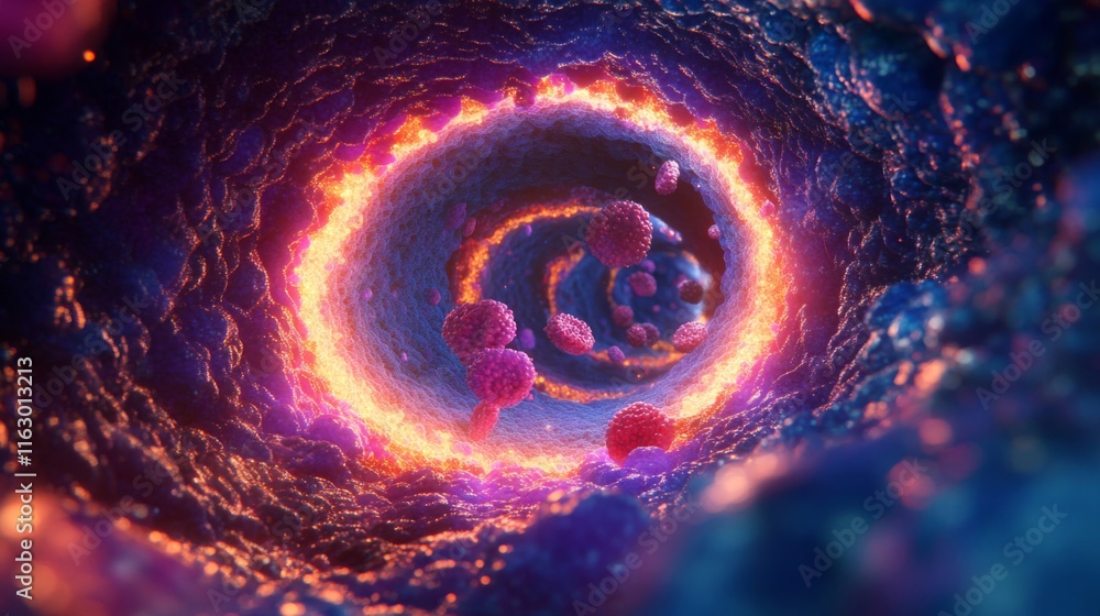 Poster abstract cellular structure with glowing inner walls