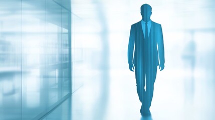 Fototapeta premium Silhouette of a businessperson walking forward.