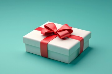 Obraz premium Valentine's Day Festive Gift Box with Red Bow Celebration Present Holiday Surprise