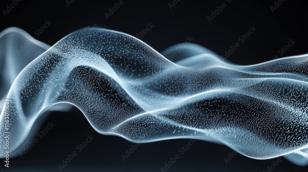 Poster abstract blue wave particle flow design