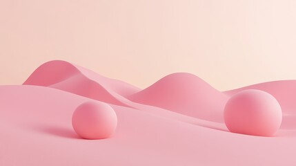 Smooth pink shapes create a serene, minimalist scene.