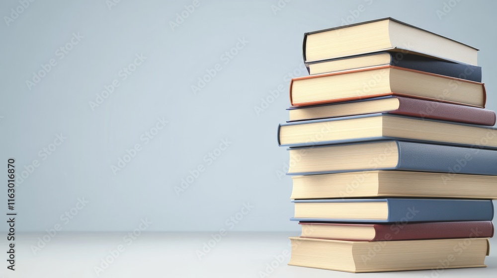 Poster stack of assorted books in a minimalist style.