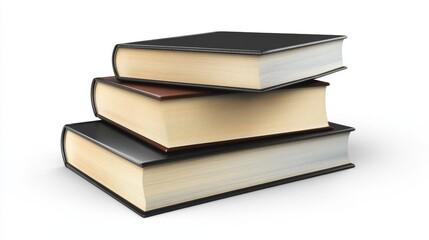 Stack of three books on a white background.