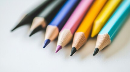 Fototapeta premium Vibrant colored pencils arranged in a row.