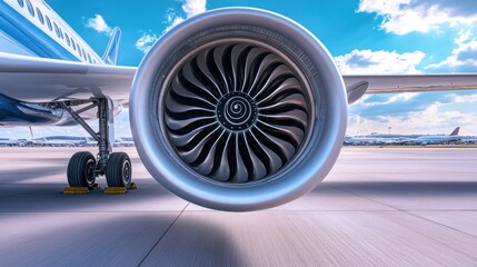 Airplane Engine Close-Up: Power and Precision on the Runway