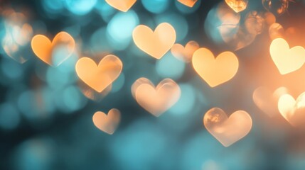 Abstract Heart Shaped Bokeh Lights Background