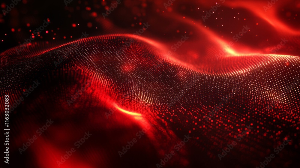 Poster abstract red glowing particle wave background