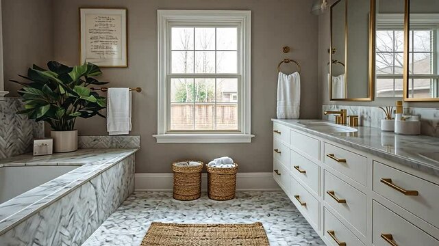 Luxury Bathroom Design with Marble and Gold Accents