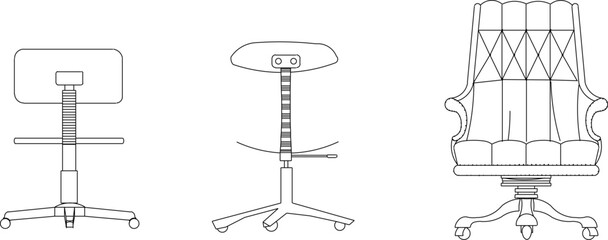 vector sketch illustration of the silhouette of a classic vintage old chair design seen from the front.eps