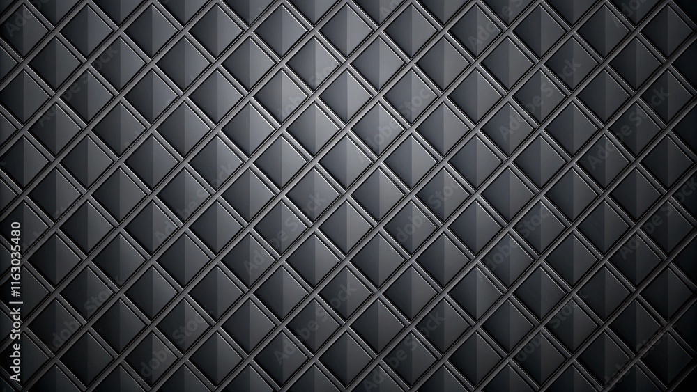 Poster embossed diamond pattern on a dark gradient background, with subtle 3d depth and smooth black-to-gra
