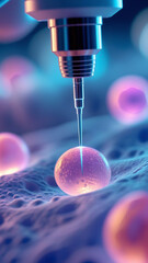 detailed close-up image of the in vitro fertilization (IVF) process