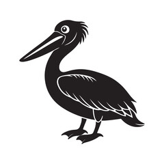 Pelican Bird silhouette, black and white silhouette, vector and illustration