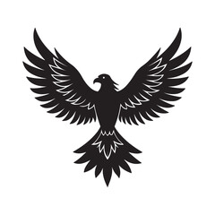 majestic eagle with wings silhouette, black and white silhouette, vector and illustration