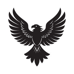 majestic eagle with wings silhouette, black and white silhouette, vector and illustration