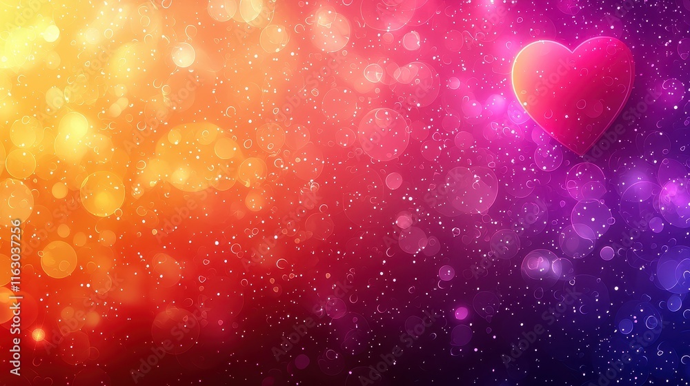 Poster vibrant abstract background with heart shape and bokeh effect for romantic and love themes