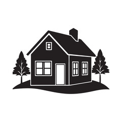 house silhouette, black and white silhouette, vector and illustration