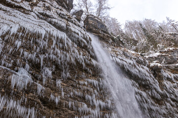 The Pericnik slap or Pericnik Waterfall in winter time, Triglav National Park