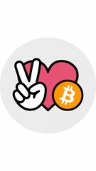 Obraz premium Peace, Love, and Bitcoin Vector Illustration Generative AI