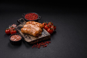 Grilled sausages with spices and herbs