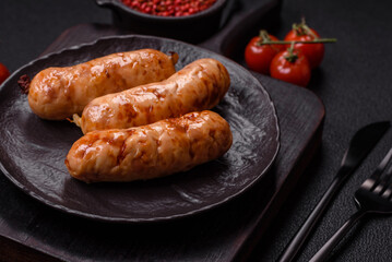 Grilled sausages with spices and herbs