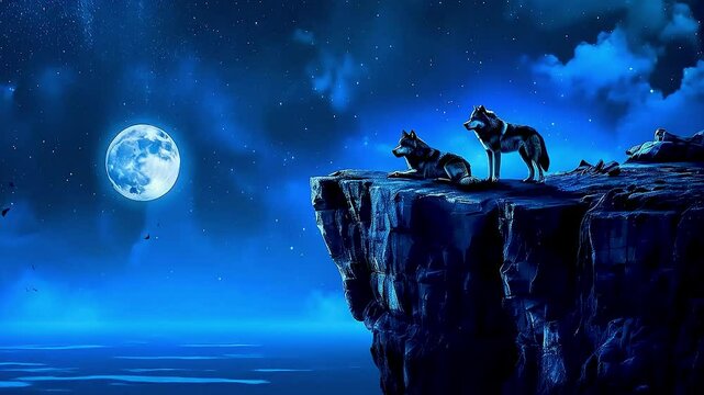 wolves  howling at  the moon