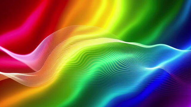 Abstract rainbow background with wavy lines animation, digital art, graphic design, video production