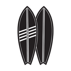 surfboard silhouette, black and white silhouette, vector and illustration