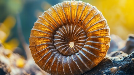 a tan fossil with a spiraling pattern