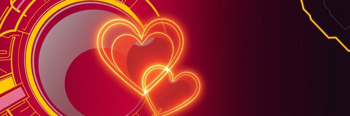Happy Valentine's Day Neon Hearts Design with Bright Colors and Modern Style