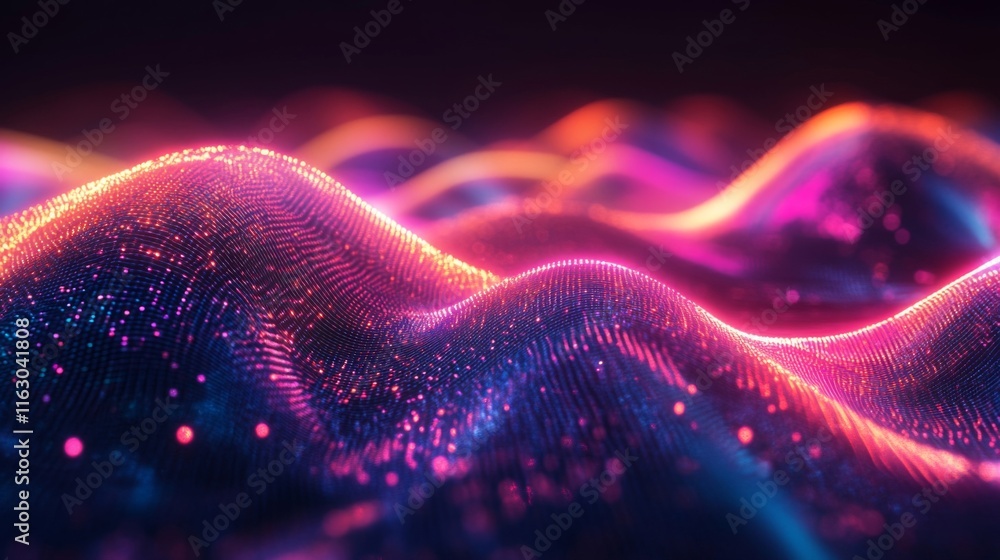 Poster abstract colorful waves of data points