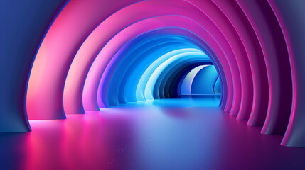 Obraz premium Futuristic Neon Tunnel with Vibrant Gradient Lighting - Abstract Illustration for Innovative Design Concepts