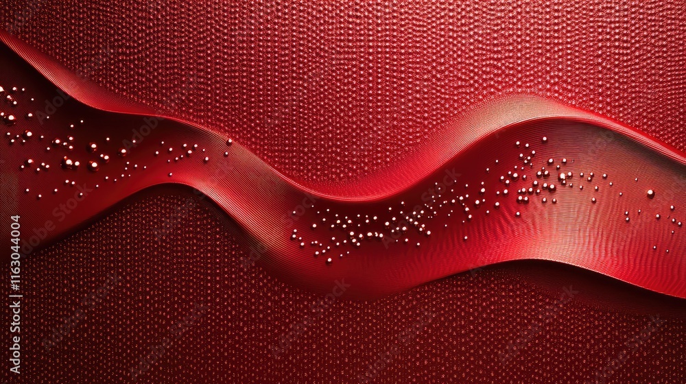 Poster abstract red textured background with metallic bubbles