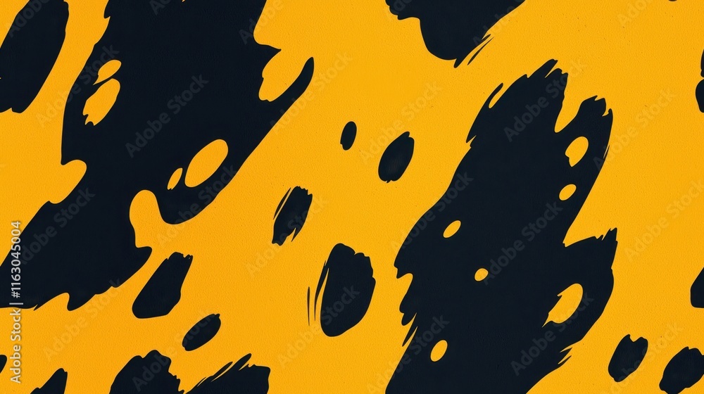 Poster abstract yellow and black background design with dynamic shapes and spots for modern creative projec