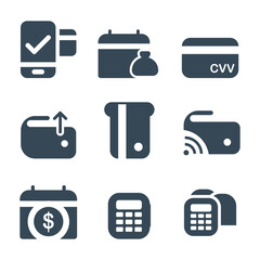 Web digital wallet icons set, simple style stock illustration