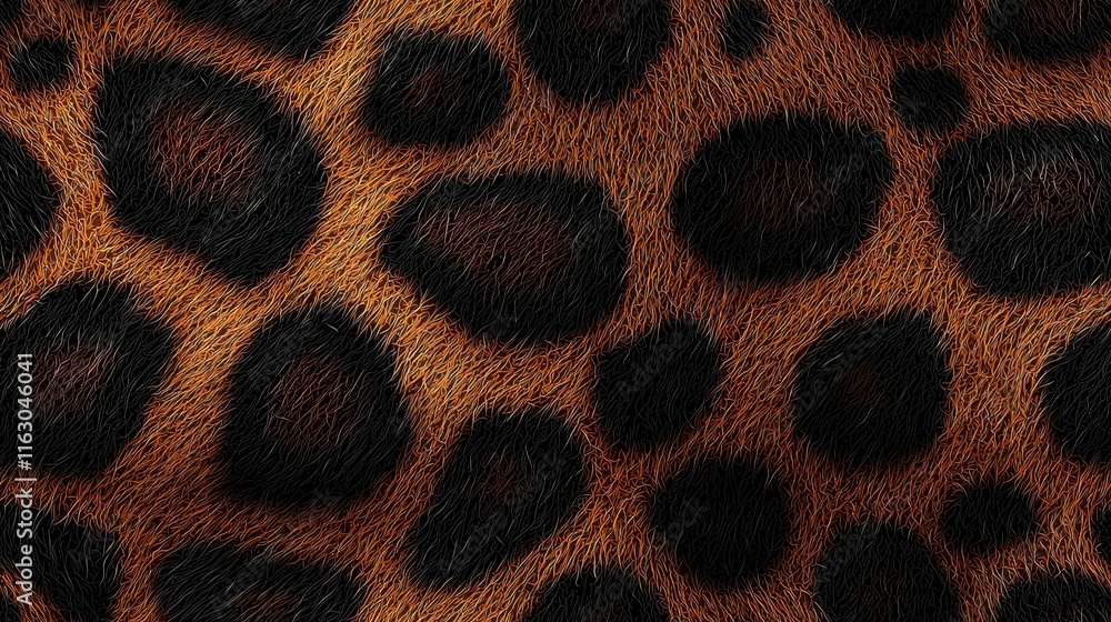 Poster detailed close-up of leopard print texture with natural fur patterns and earthy color tones