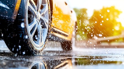 a dirty car transformed into a spotless, gleaming vehicle after a thorough wash