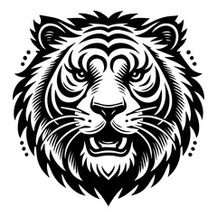 Black and white vector tiger logo on a white background.