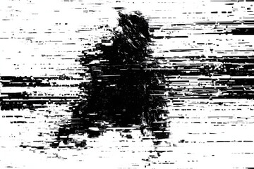 Abstract distorted black white motion glitch overlay effect distress texture. Monochrome interlaced digital background. Futuristic striped glitched grunge, retro 90s, lo-fi brutal cyberpunk design