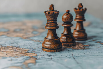 Fototapeta premium Chess Pieces on World Map Illustration