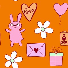 Valentine hearts seamless 14 February love pattern for wrapping paper