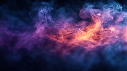 Fototapeta premium Abstract colorful smoke swirls on black background.