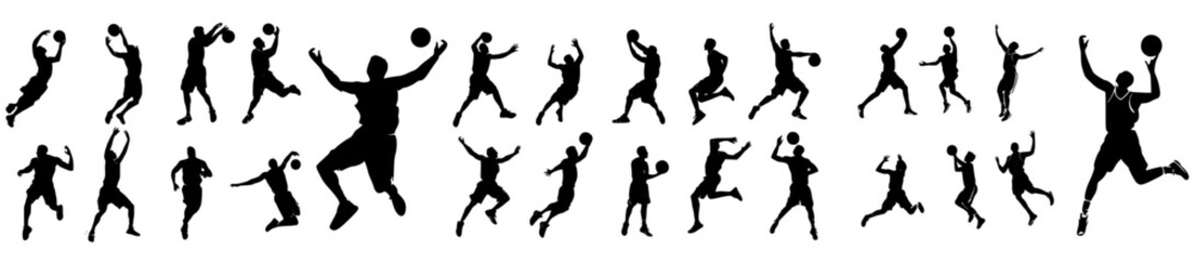 silhouette set of basketball player