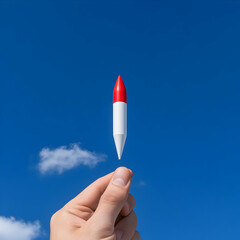 Red and White Rocket Illustration