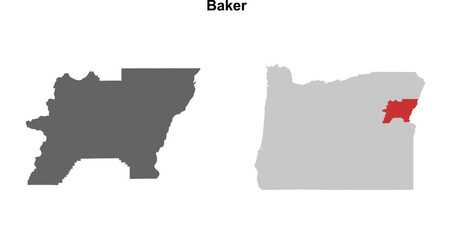Baker County (Oregon) blank outline map set