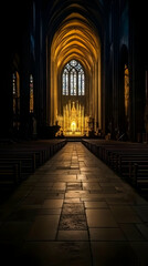 Obraz premium Golden Cathedral Interior Illustration