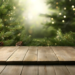 Wooden Table Christmas Background Illustration
